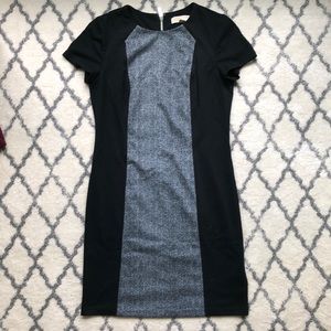 Black and gray herringbone work dress
